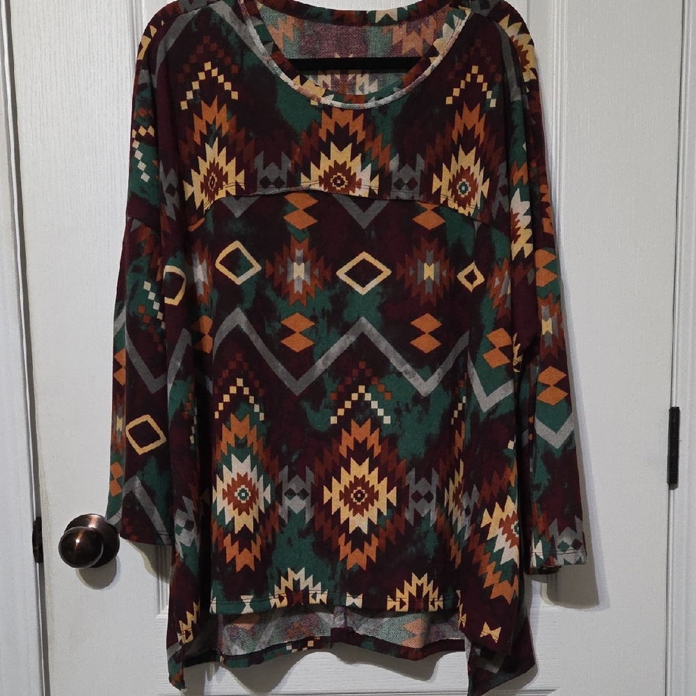 Bohemian Print Women's Tunic Top